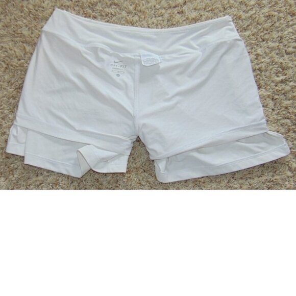 Womens Nike Running Shorts Large White Dri-Fit Elastic Waist Built in Brief - Picture 5 of 5
